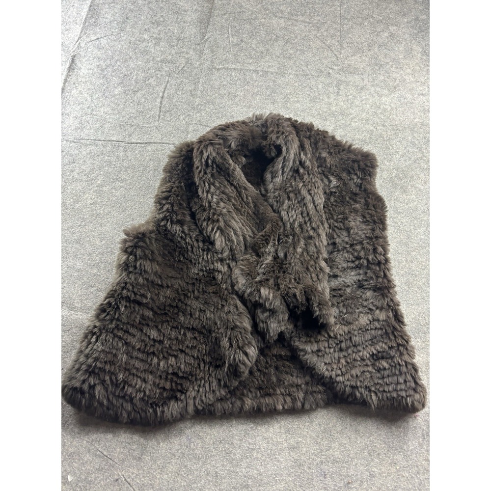 LOVE TOKEN GENUINE RABBIT FUR BROWN VEST WOMENS ONE SIZE Y2K 2000S GRUNGE SEE